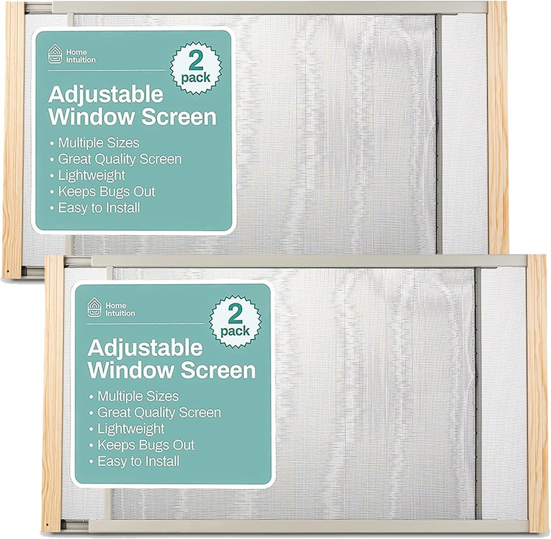 2-Pack Adjustable Horizontal Window Screen 25-45 inches Wide, 15 Inches High