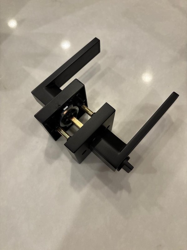 Matte Black Square Door Lever Handle Privacy Passage Interior Lock
