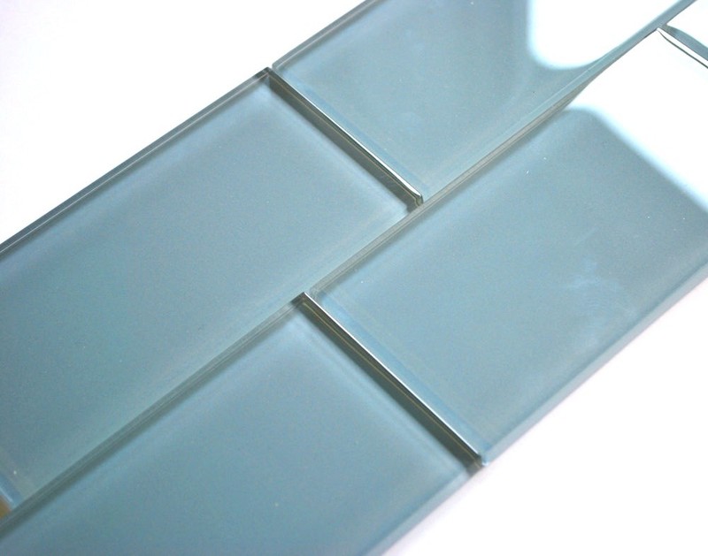 Powder Blue 3×9 Shiny Subway Glass Tile Backsplash Shower Kitchen (SAMPLE ORDER)