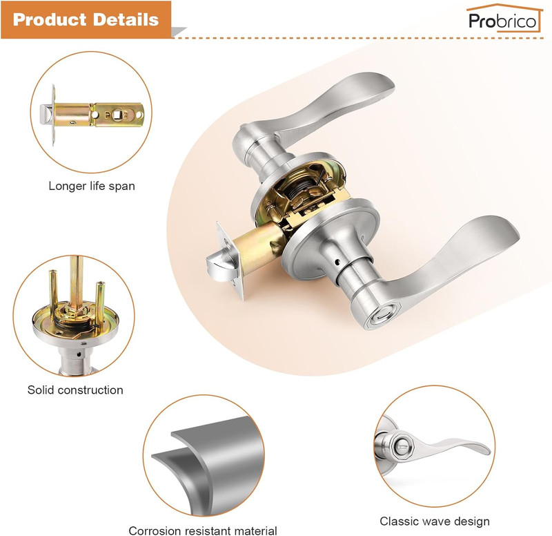 Privacy Door Levers Interior Door Handles Levers, Wave Style Bed Bath Door Handl gallery
