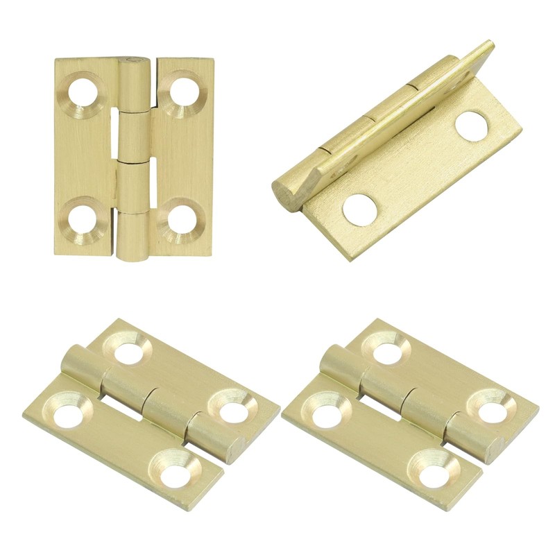 4 PCS 1 Inch Mini Solid Brass Hinges Cabinet Small Box Butt Hinges Set