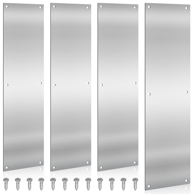 4 PCS 16×4 Inch Metal Door Push Kick Plate Stainless Steel Screws Hardware