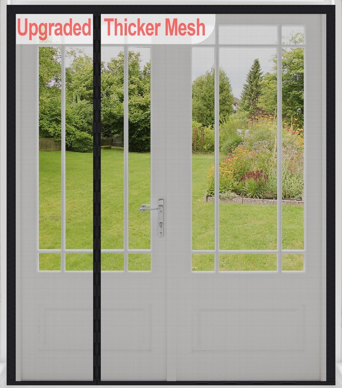 Heavy Duty Reversible Mesh Bug Screen Door for Sliding/French, 72×80″ Fit