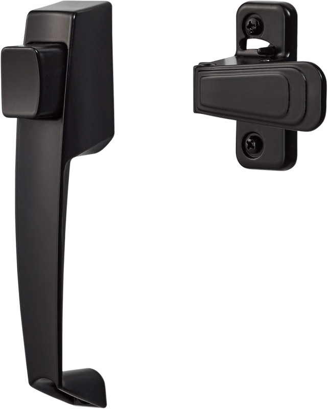 Door Handle with inside Latch for Storm and Screen Doors, Black (2-Piece Set) gallery