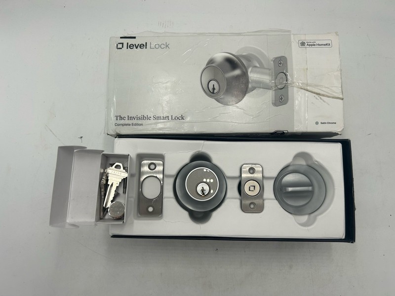 Level Touch B1 Keyless Smart Door Lock Satin Chrome Silver Complete Kit
