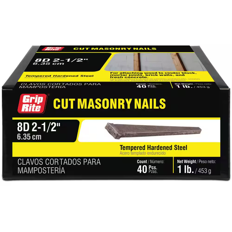 2-1/2 In. 8-Penny Steel Cut Masonry Nails 1 Lb. Box