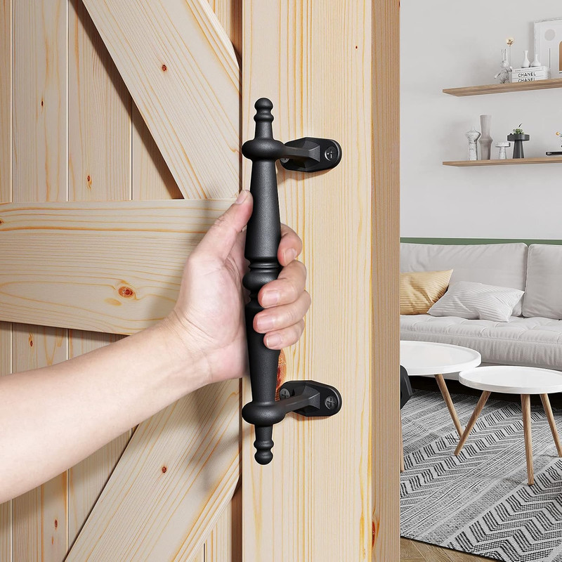 Easelife 9" Barn Door Pull Handle, Rustic Black Aluminum Grab, Gate Handles, Eas gallery