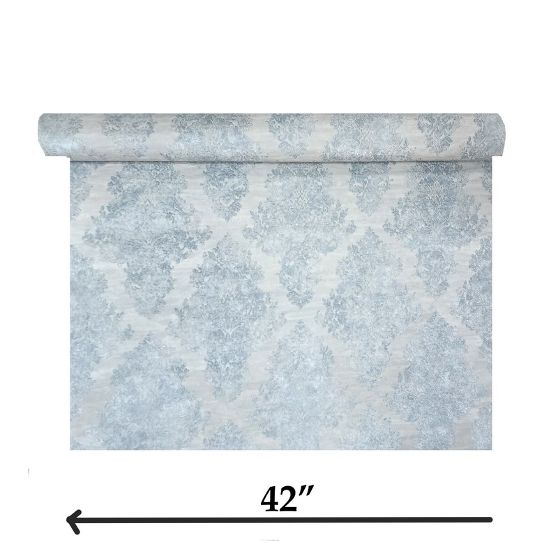 Light rustic gray blue victorian vintage damask faux fabric textured Wallpaper gallery