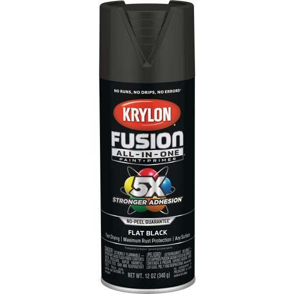 6-Krylon Fusion All-In-One Flat Spray Paint & Primer, Black Model: K02728007