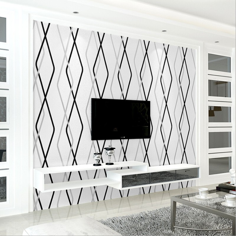 Modern Minimalist 3D Geometric Curve Stripe Bedroom Non-woven Wallpaper 57sq.ft