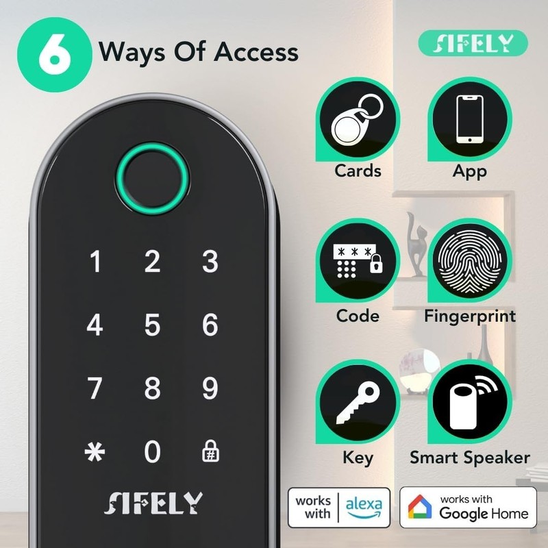 S Model WiFi Built-in Fingerprint Smart Handle 1 Pack Silver Touch gallery