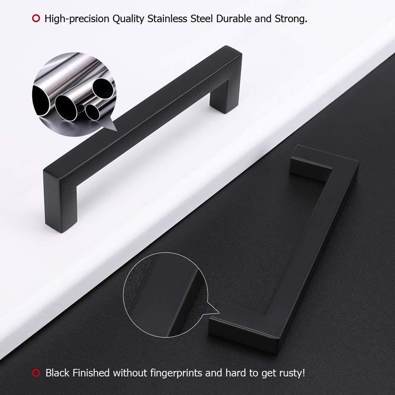 20 Pack Solid Square Bar Cabinet Handle Matte Black Cupboard Pulls for Kitchen gallery