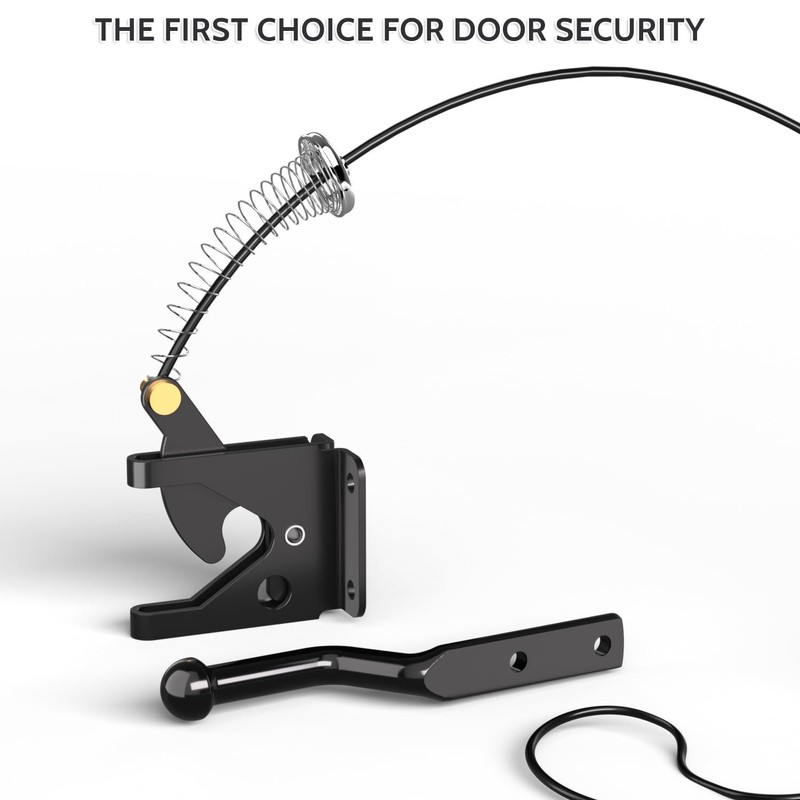 Gate Latch with Spring Cable Pull for Fence Gate - Carbon Steel - BlackSelf Loc gallery