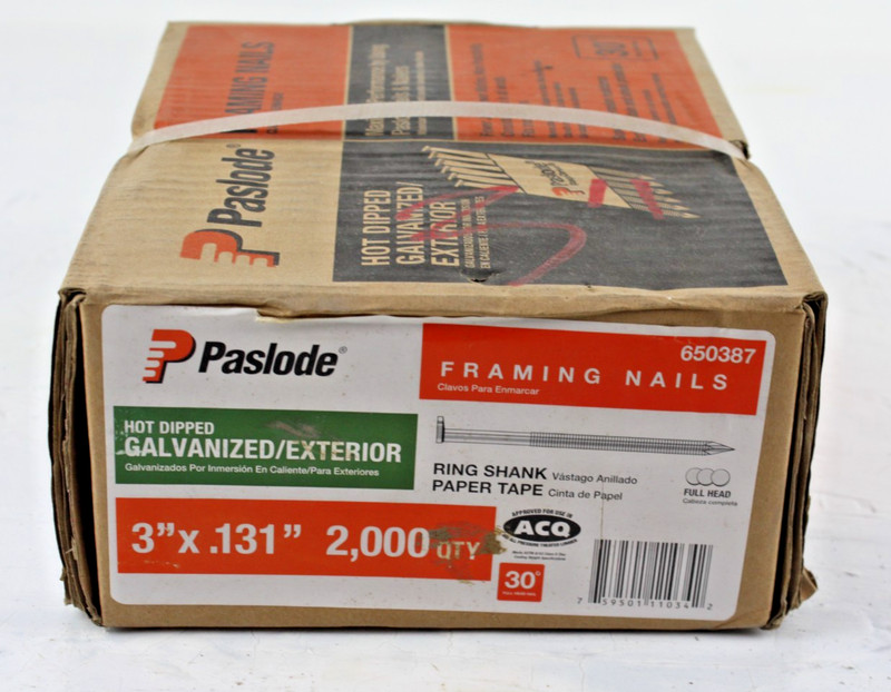 Paslode Framing Nails Galvanized Ring Paper Tape 3 in. x 0.131-Gauge 2000-Box
