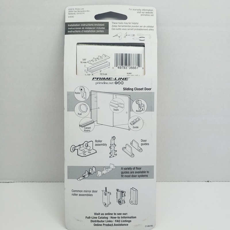 Prime Line Bottom Guide & Risers for Sliding Doors 1 pc. White #N 6661 gallery