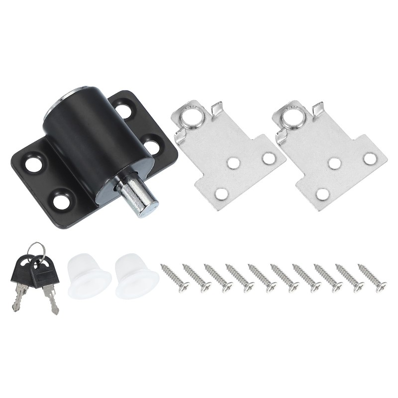 Sliding Window Security Lock 1 Set Push-in Style with Keys Black Finish