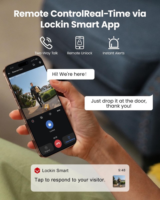 Lockin Veno Plus Smart Lock with 2K 180° Security Camera & Video Doorbell, AI... gallery