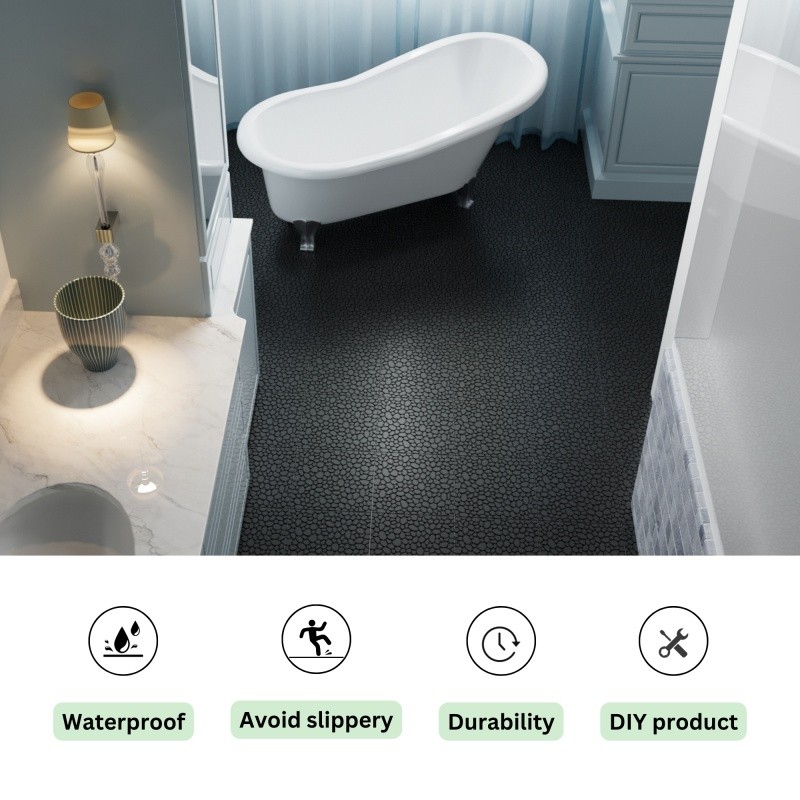 12x Interlocking Deck Tiles, 12" Waterproof Black Outdoor Bathroom Balcony Porch gallery