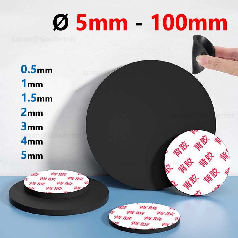 Round Rubber Pads Disc Sheet Self Adhesive Gaskets Dia 6mm-100mm Thick 0.5-5mm