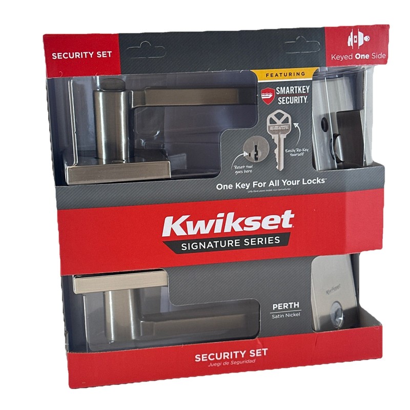 Kwikset Perth Keyed Entry Handle & Single Cylinder Deadbolt Combo Pack 99910-092