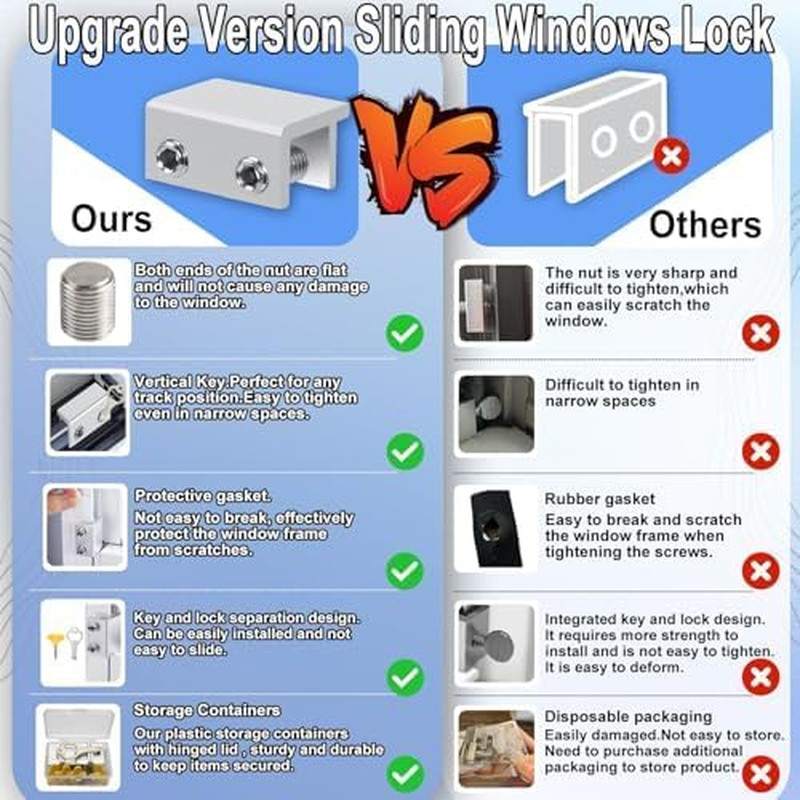 Window Locks,4 Sets Sliding Window Safety Locks with Key for up and down Windows gallery