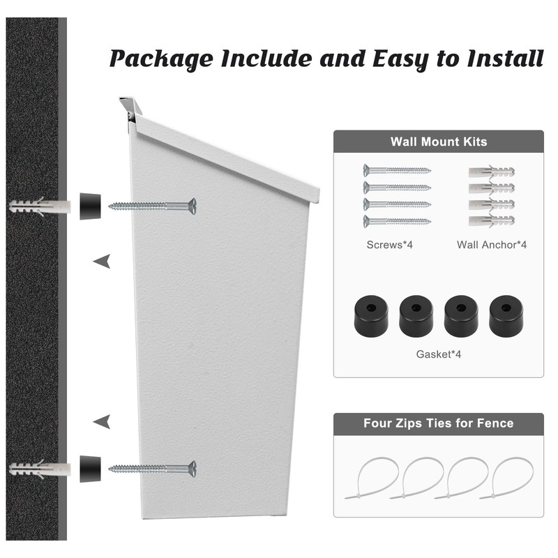 KYODOLED Wall-Mount Mailbox, Large Capacity Mail Box, Galvanized Steel White gallery