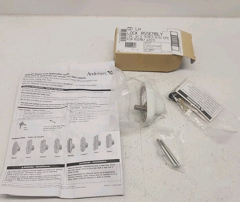 Andersen Tribeca Gliding Left Handed Door Lock Keyed Lock Assembly White Lock