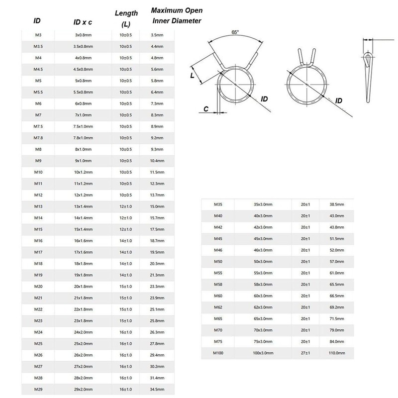 Single Wire Spring Clips 4 - 75mm / Silicone Hose Pipe Air Fuel Band Tube Clamp gallery