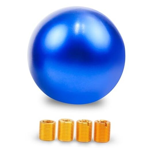 Universal Round Ball Shifter Knobs, Chrome Finish Weighted Cool Gear Shift Blue