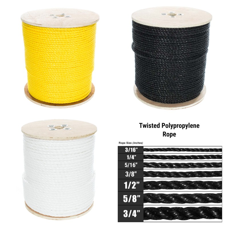 GOLBERG Polypropylene Twisted Rope 50, 100, 300, 600, 1200 Feet - MADE IN USA