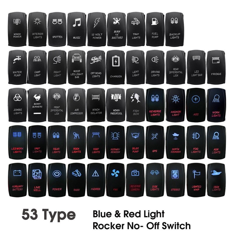 12V 24V BLUE&RED Dual LED Rocker Switch ON OFF 5 Pin Car Boat Marine SUV 937550