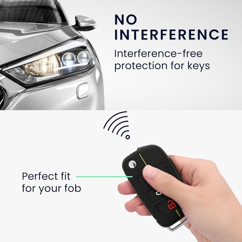 Car Key Cover Compatible with 3 Button Flip Key - Silicone Protectve Car Key Fo gallery