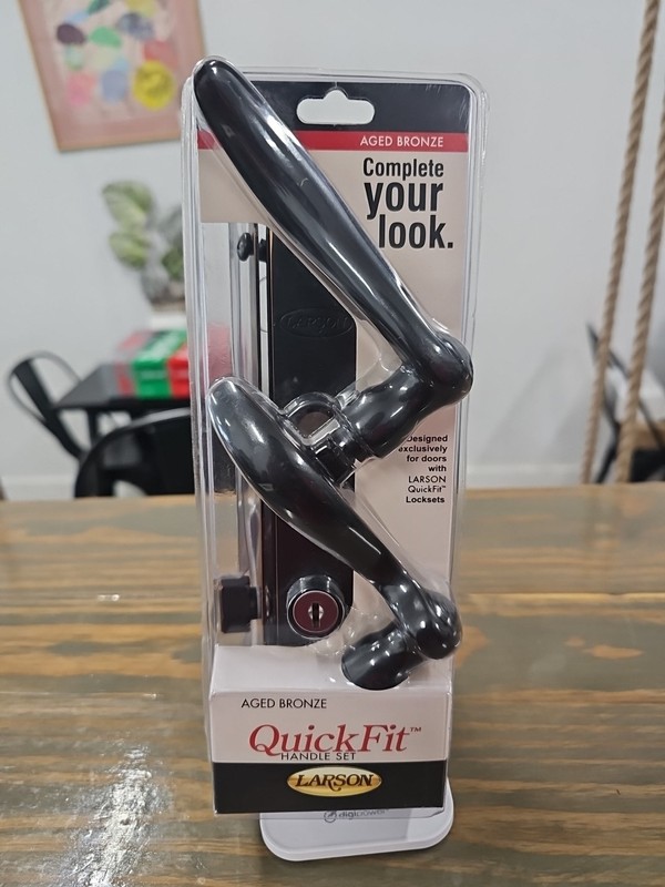 Larson Quick Fit Door Handle Set Aged Bronze Curved NEW