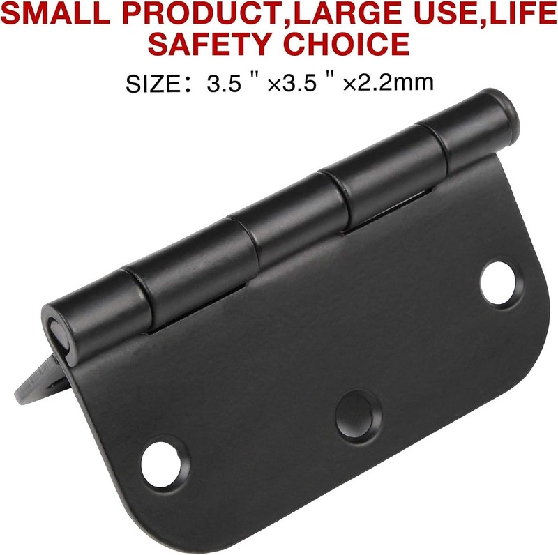 30 Pack Rounded Matte Black Door Hinges 3.5 Inch 5/8" Radius Interior 3 1/2" ... gallery