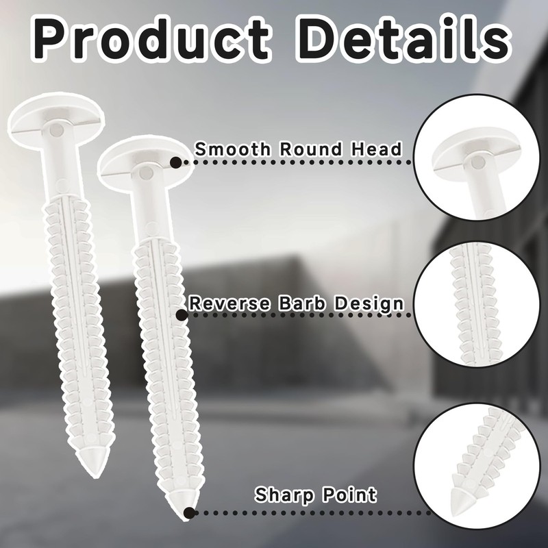Vinyl Shutter Fasteners 3 Inch White Screws Exterior Hardware Spikes 36 PCS gallery