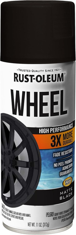 Rust-Oleum 366438 High Performance Wheel Spray Paint, 11 Oz, Matte Black