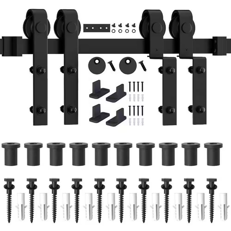 12 Ft./144 In. Single Track Bypass Barn Door Hardware Double Doors Kit Heavy-Dut