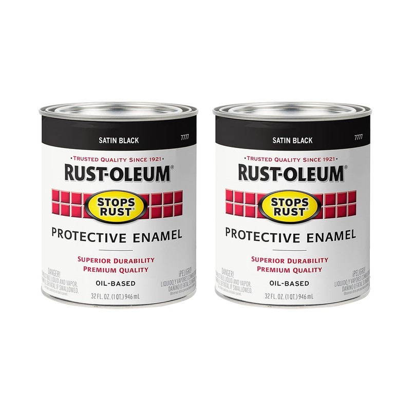 Rust Oleum Stops Rust Brush On Paint 2 Pack Satin Black Quart Paint Set