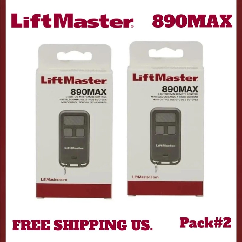 LiftMaster 890MAX Mini Key Chain Garage Door Opener 2.0+security Pack of 2