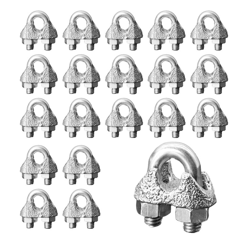 Wire Rope Clamp, 20PCS 3/16 Inches M5 Cable Clamps, Zinc Plated Wire clamp