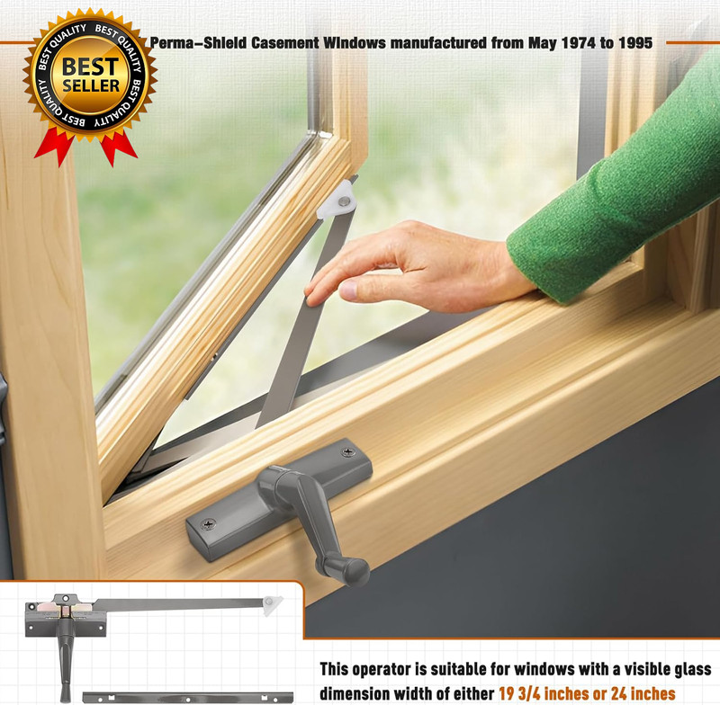 Straight Arm Operator for Anderson Window Crank Replacement for Left Window with gallery
