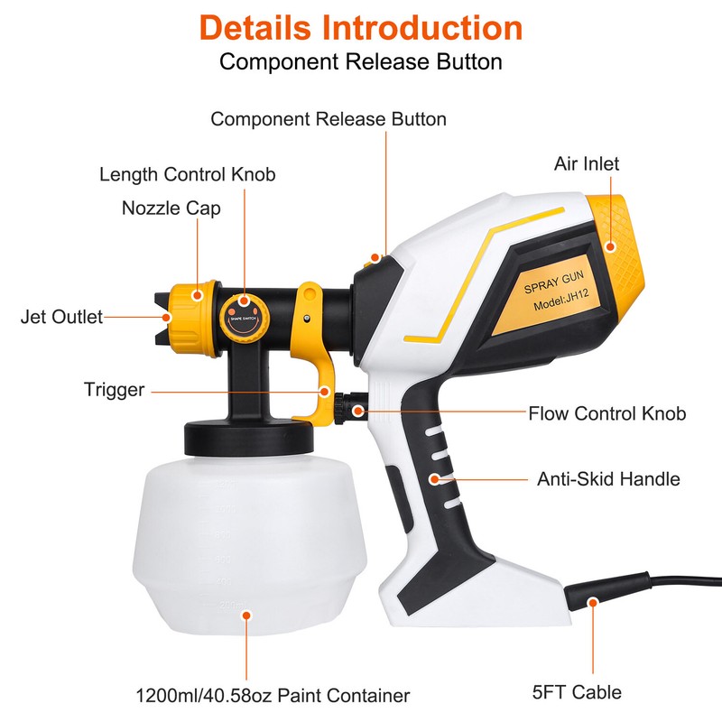1200ML HVLP Paint Sprayer Painter Handheld 550W Electric Spray Gun Painting Tool gallery