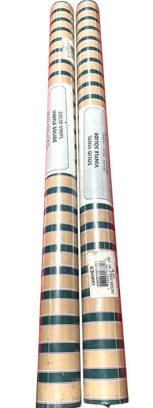 10 New Warner Co Solid Vinyl Wallpaper Rolls – Beige Green Stripes 27” x 27’