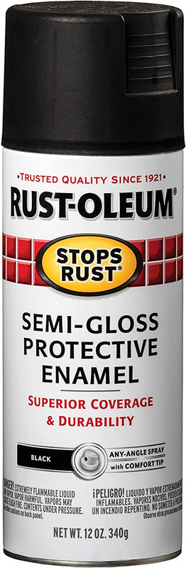 Rust-Oleum 7798830 Stops Rust Spray Paint, 12 oz, Semi-Gloss Black