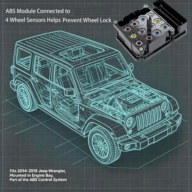 ABS Anti-Lock Brake Control Module Compatible with Wrangler 3.6L V6 (2014-2018) gallery