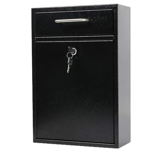 Lockable Outdoor Secure Mailbox, Wall-Mounted Metal Mailbox, Dimensions: 15.1" 