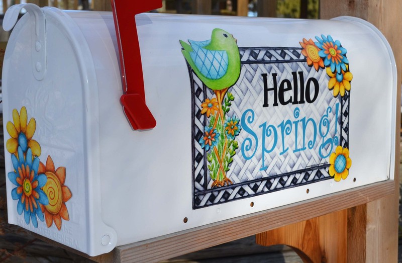 Mailbox Magnet (Partial Cover) Whimsical Bird Floral Trio Address & Street Name gallery