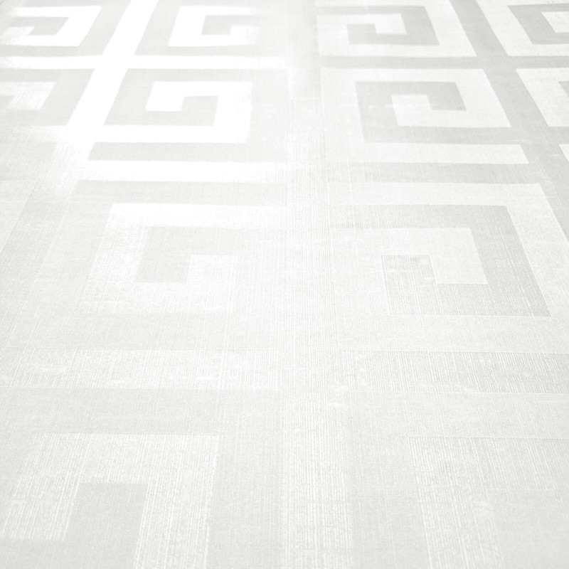Contemporary Geometric off white flocked greek key textured geo wallpaper rolls gallery