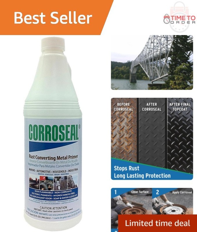 Water-Based Rust Converter Metal Primer 1 Qt Rust Treatment Interior Exterior