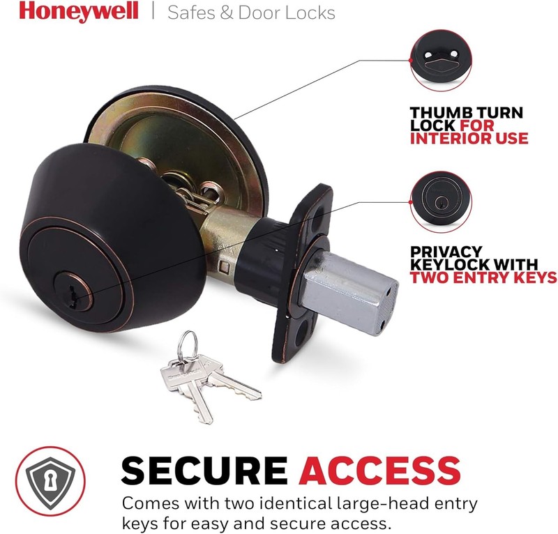 Grade-3 Residential Deadbolt Lock Set in Oil Rubbed Bronze - Anti-Bump Security gallery